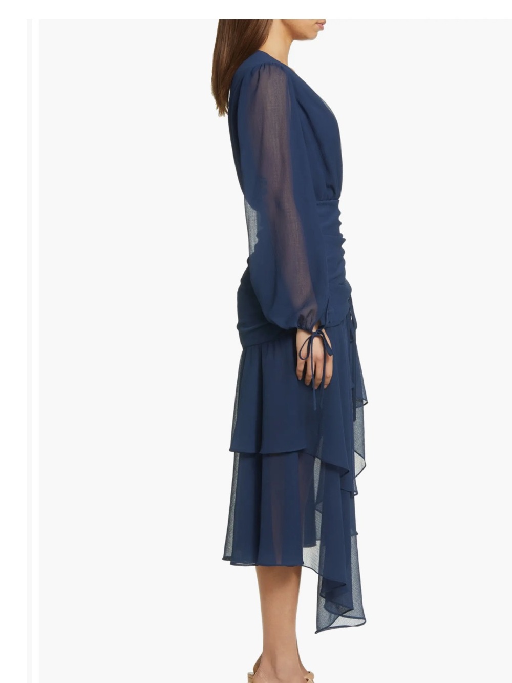 Ted Baker Navy ruched Georgette Midi Dress Kiali midi occasion size 0 - Picture 3 of 6